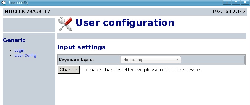 NoTouch User Configuration