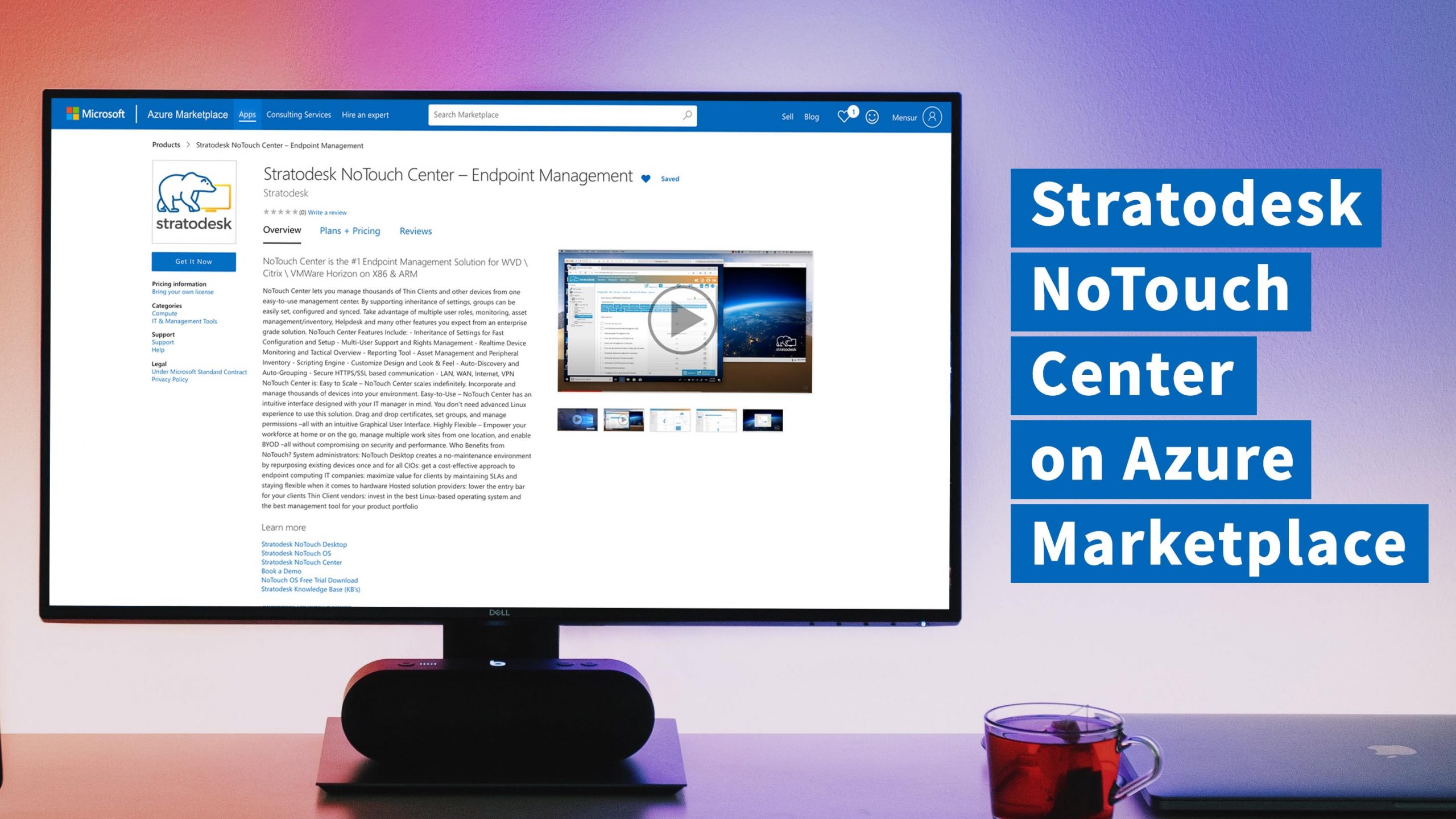 Stratodesk NoTouch Center on Microsoft Azure Marketplace
