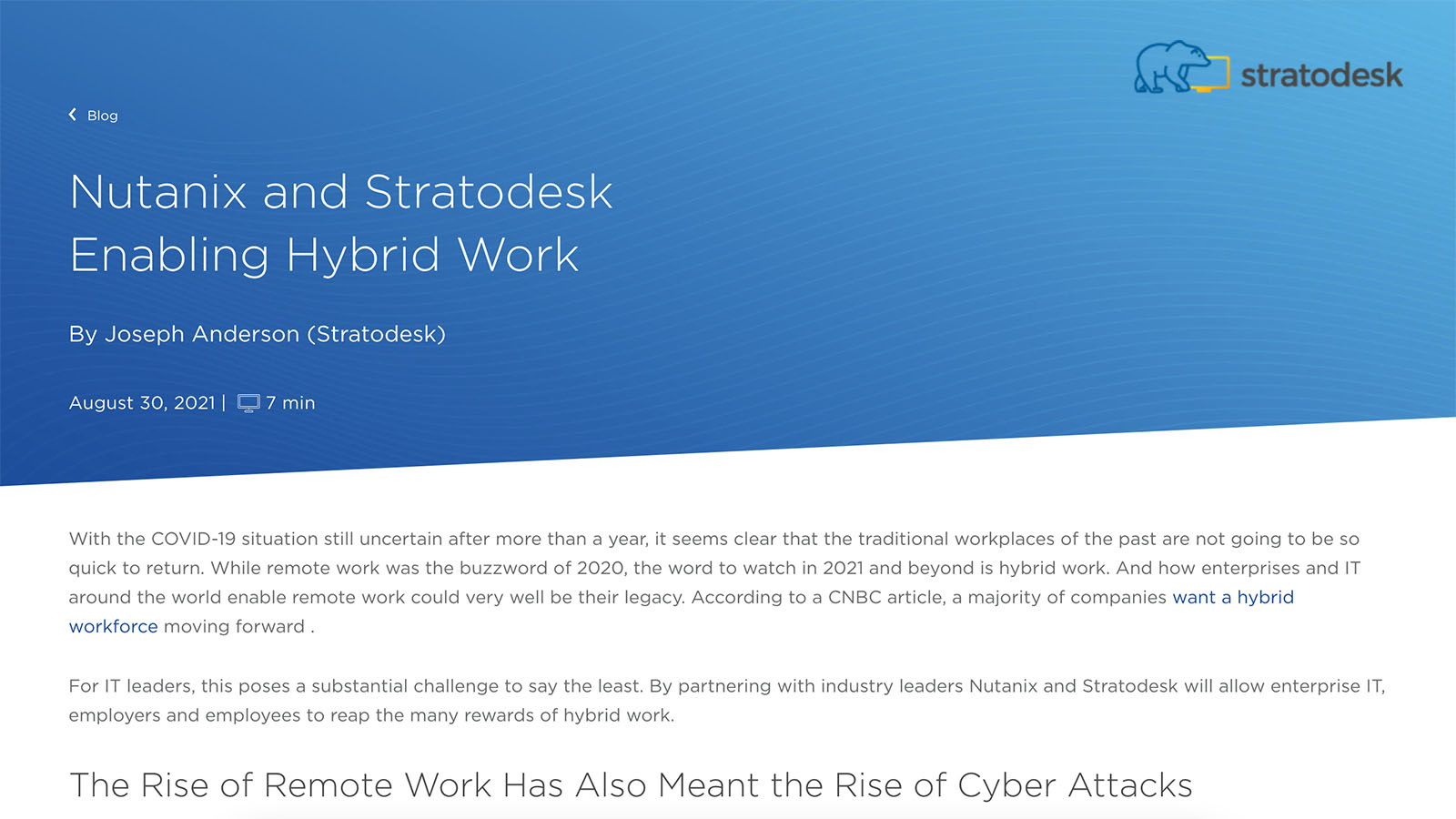 Nutanix and Stratodesk Enabling Hybrid Work