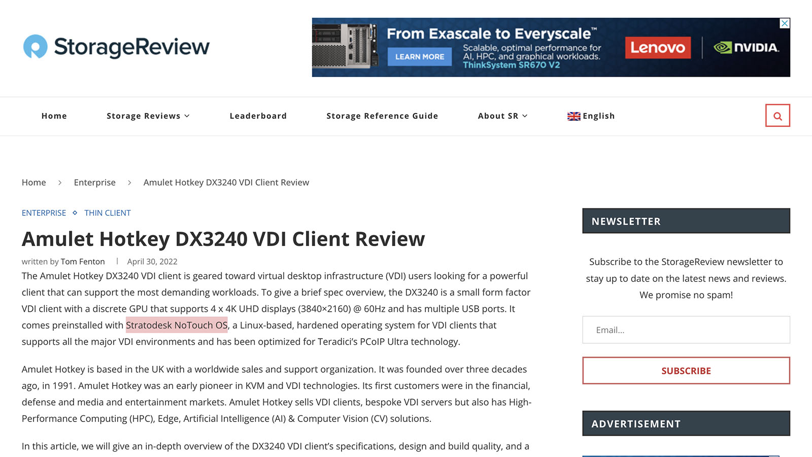 Amulet Hotkey DX3240 VDI Client Review with Stratodesk NoTouch OS