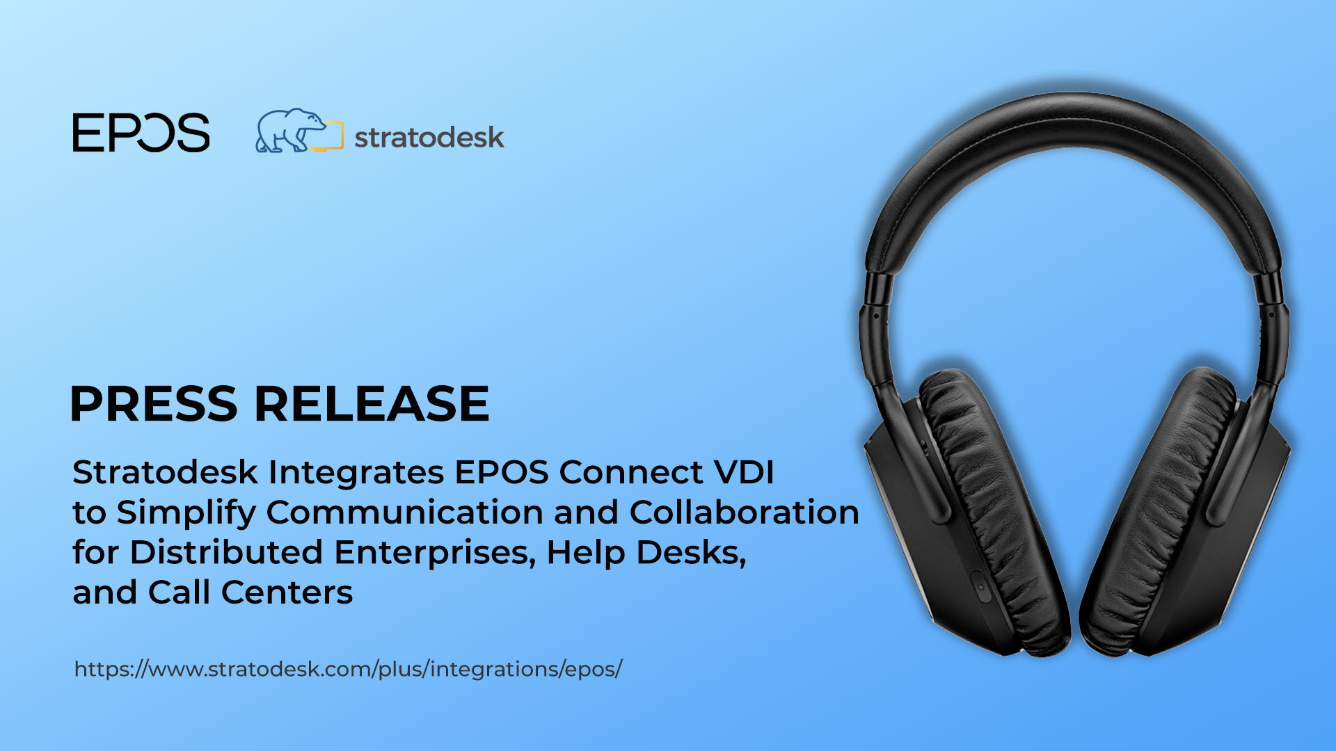 Stratodesk EPOS Press Release Image with headphone