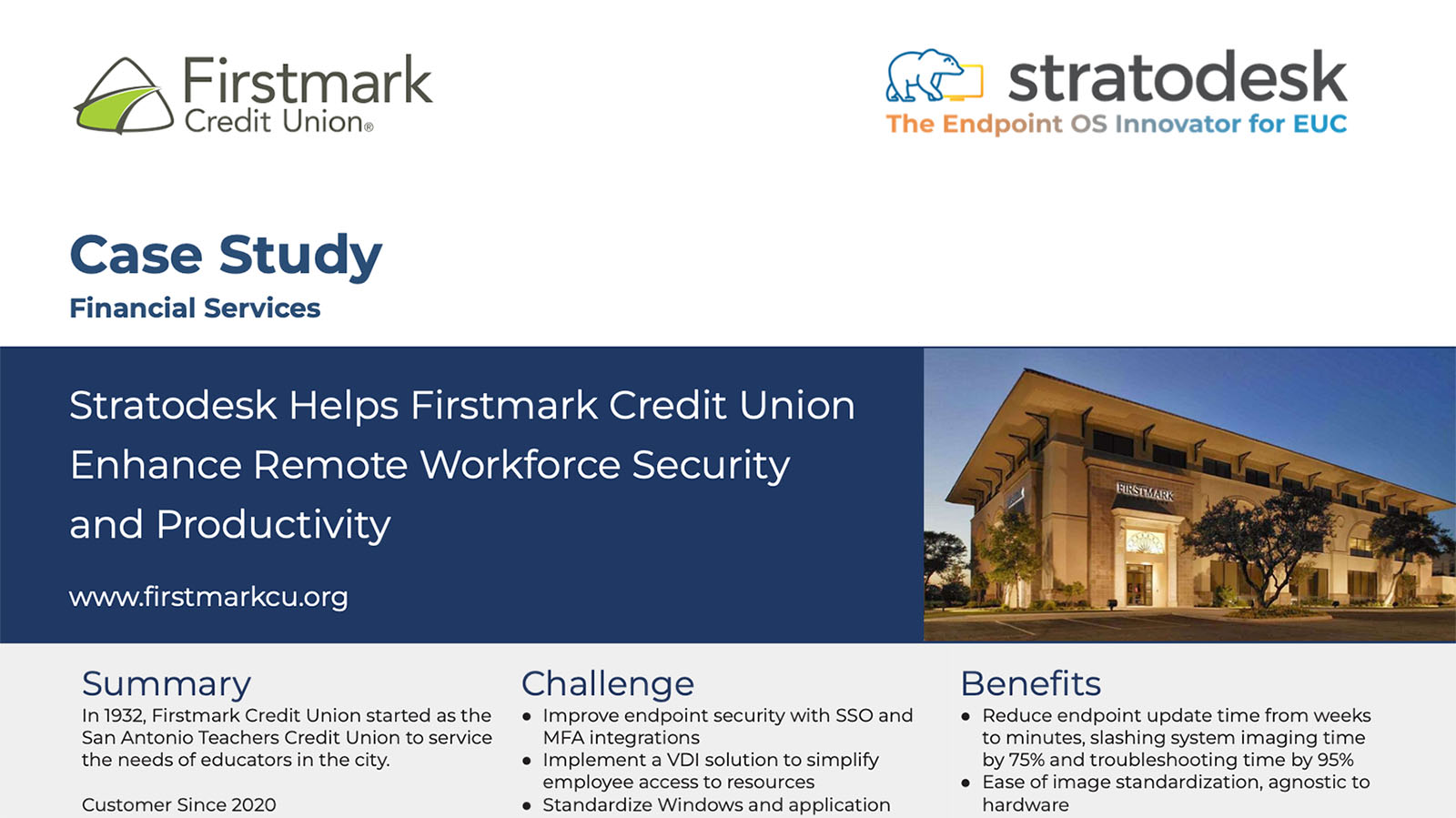 Firstmark Credit Union and Stratodesk NoTouch Case Study