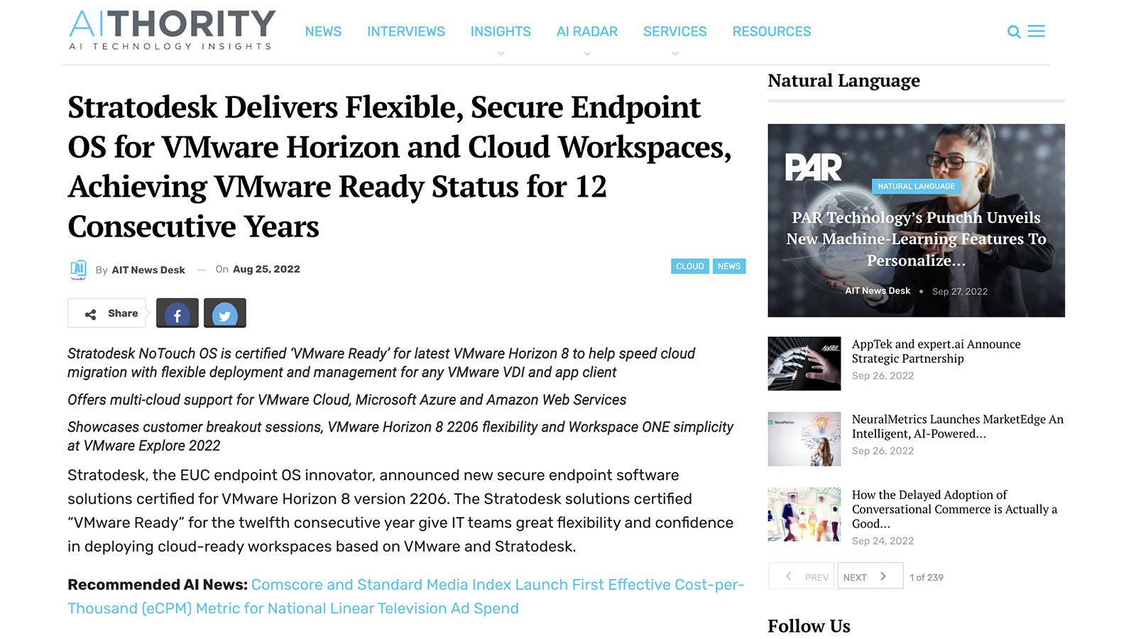 Stratodesk Delivers Flexible, Secure Endpoint OS for VMware Horizon and Cloud Workspaces, Achieving VMware Ready Status for 12 Consecutive Years