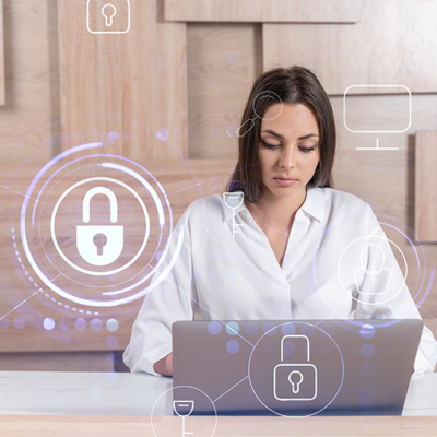 Woman Working On A Secure Endpoint/laptop